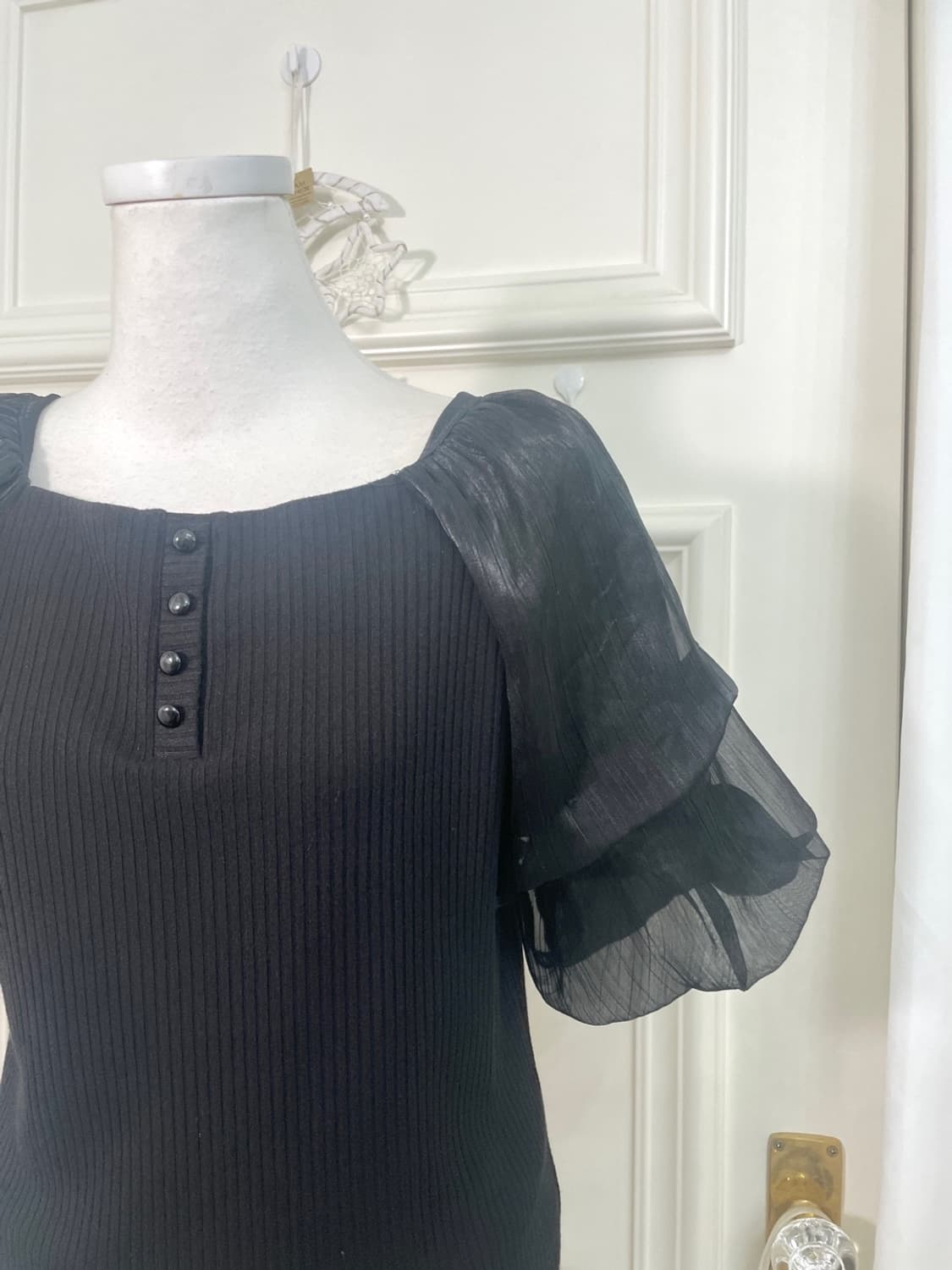 black layered puff sleeve top(size-M) 상품이미지7