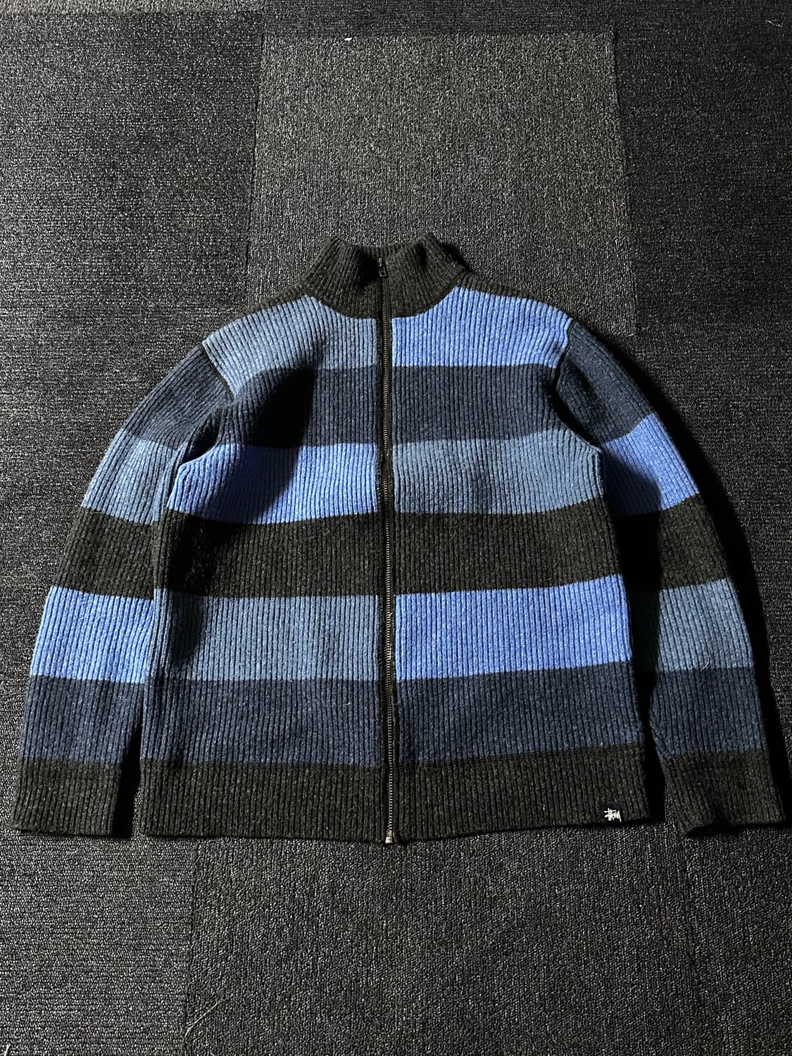old stussy 올드 스투시 램스울 스트라이프 니트 울 집업자켓 상품이미지3
