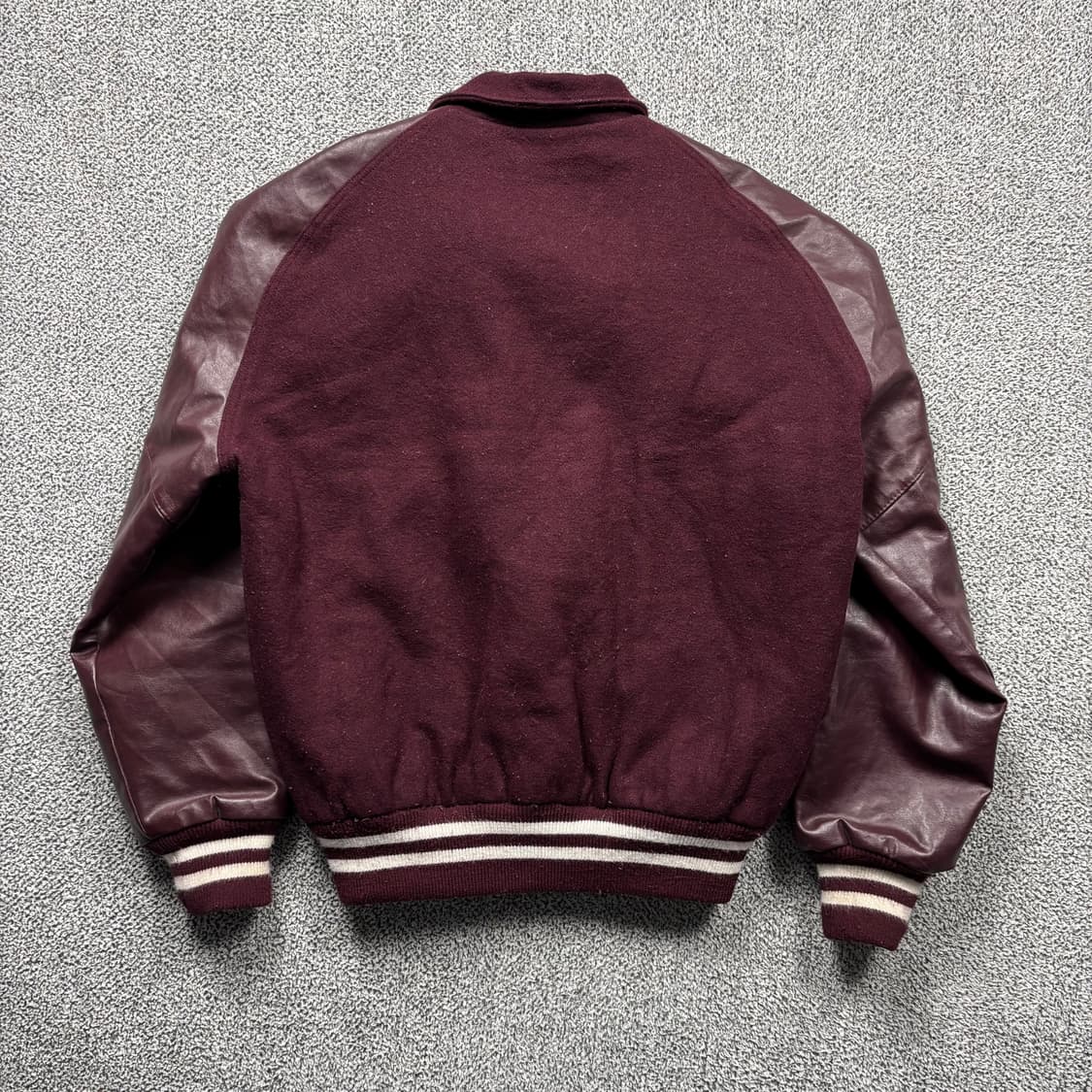 Usa Neff 리얼레더 버건디 풋볼 바시티 자켓 상품이미지4