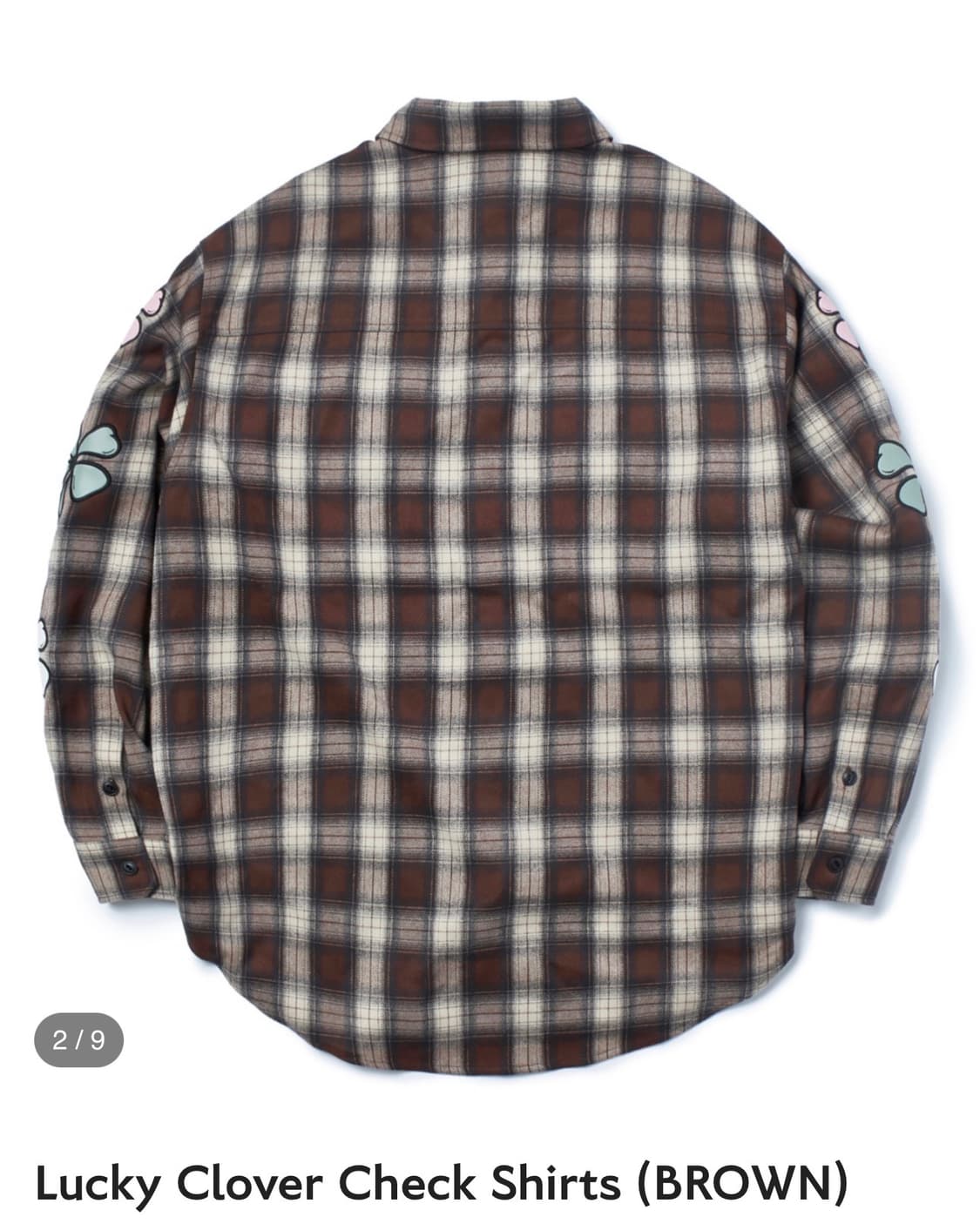 [새제품/L] 가먼츠팹 클로버 체크 셔츠 - 브라운 상품이미지2