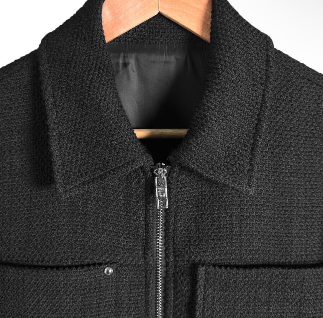 [44] 우영미 남성 25ss 트위드 집업 자켓 블랙 상품이미지3