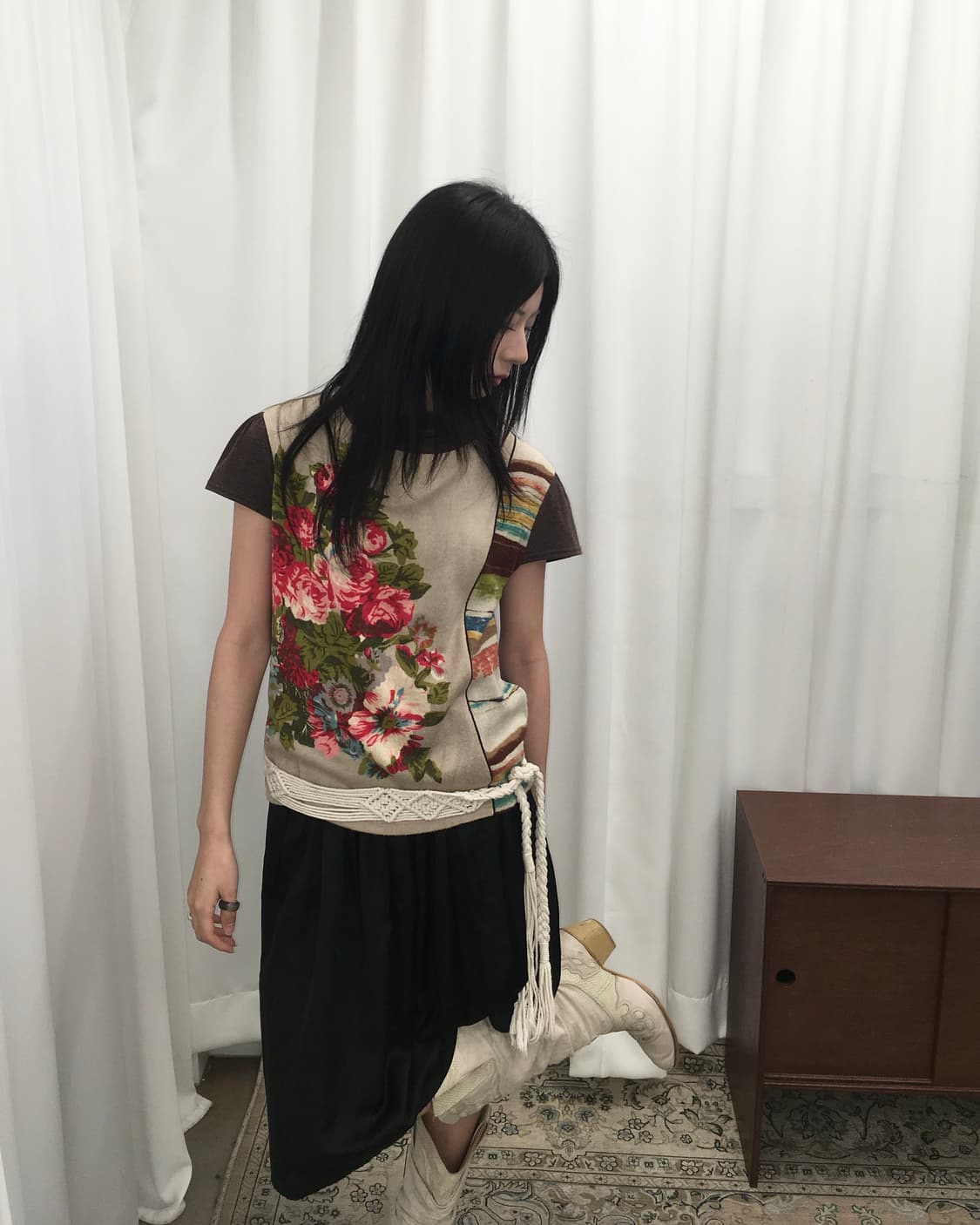 플라워 반팔 니트 상품이미지2