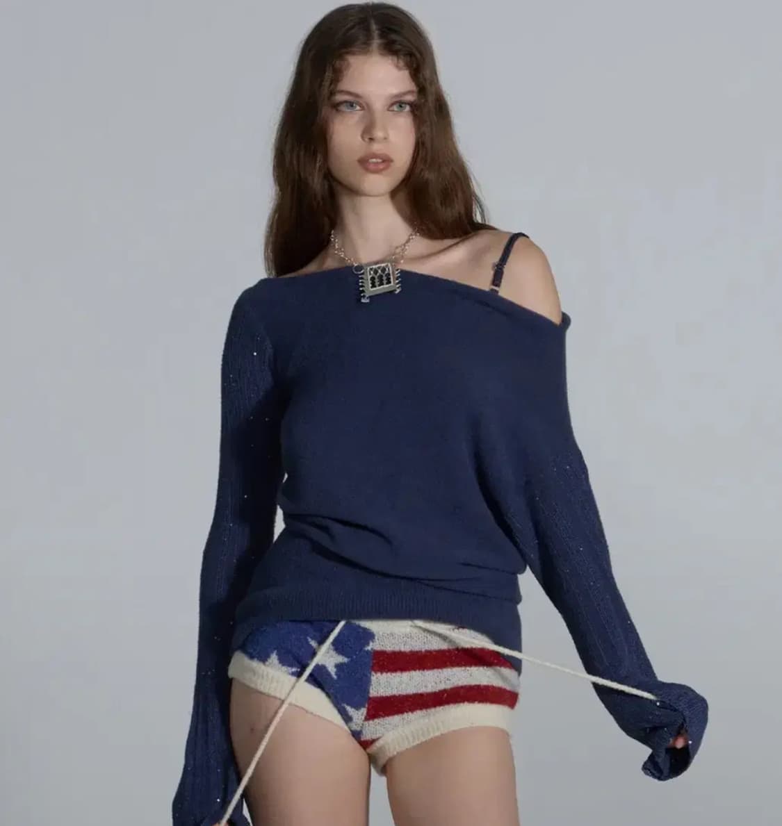 스컬프터 세퀸 에이시메트릭 미니 드레스 네이비 s 상품이미지1