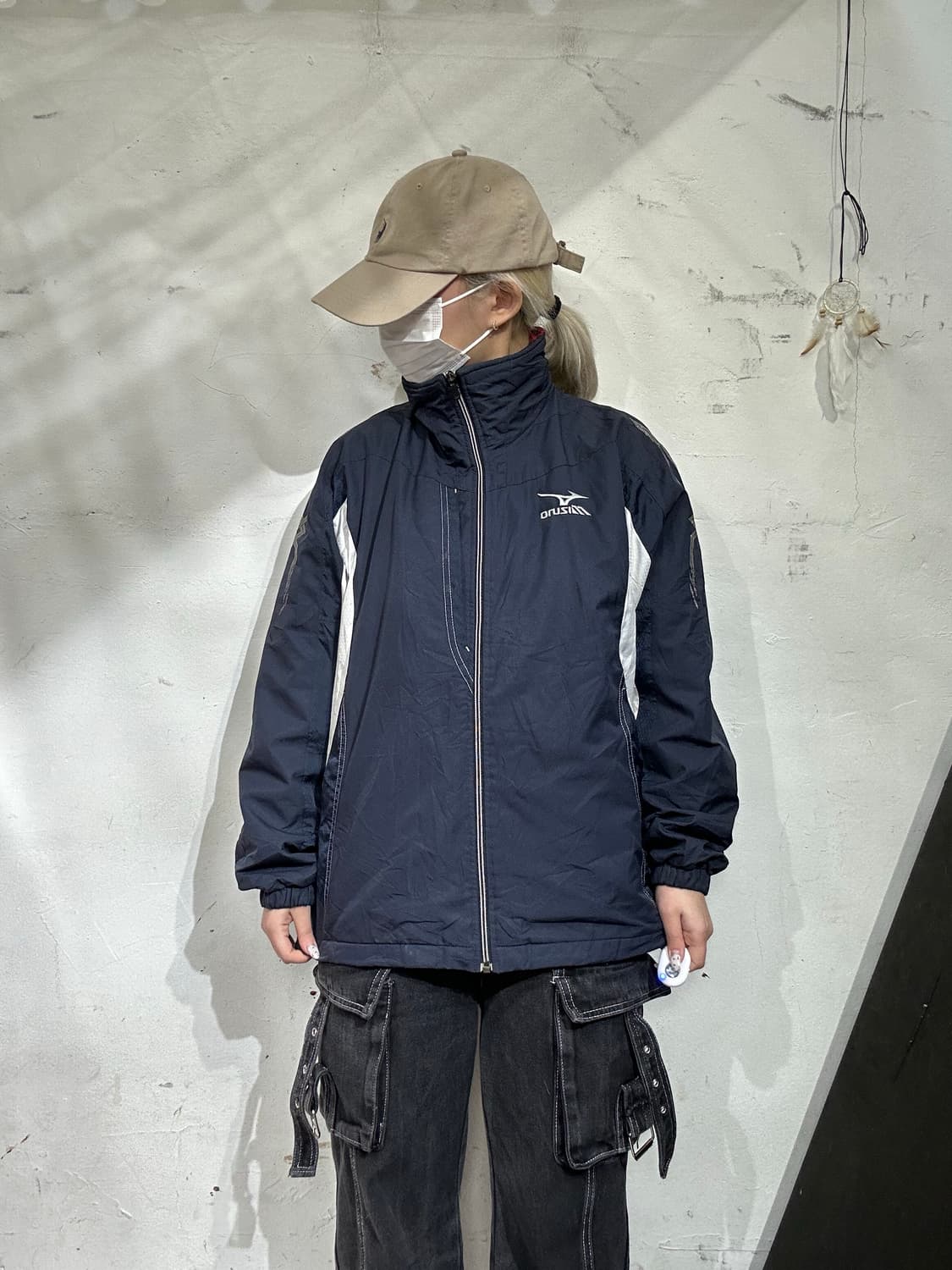 미즈노 일본판 오버핏 네이비 바람막이 자켓 S 상품이미지2