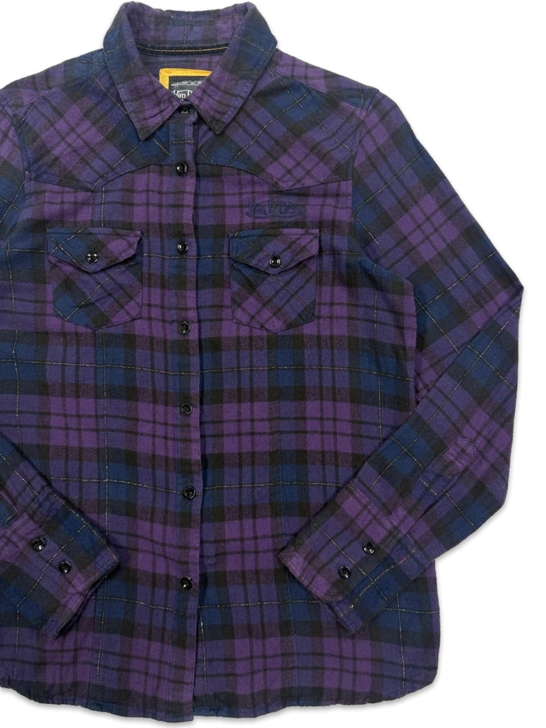 빈티지 Von Dutch 퍼플 체크 셔츠 상품이미지2