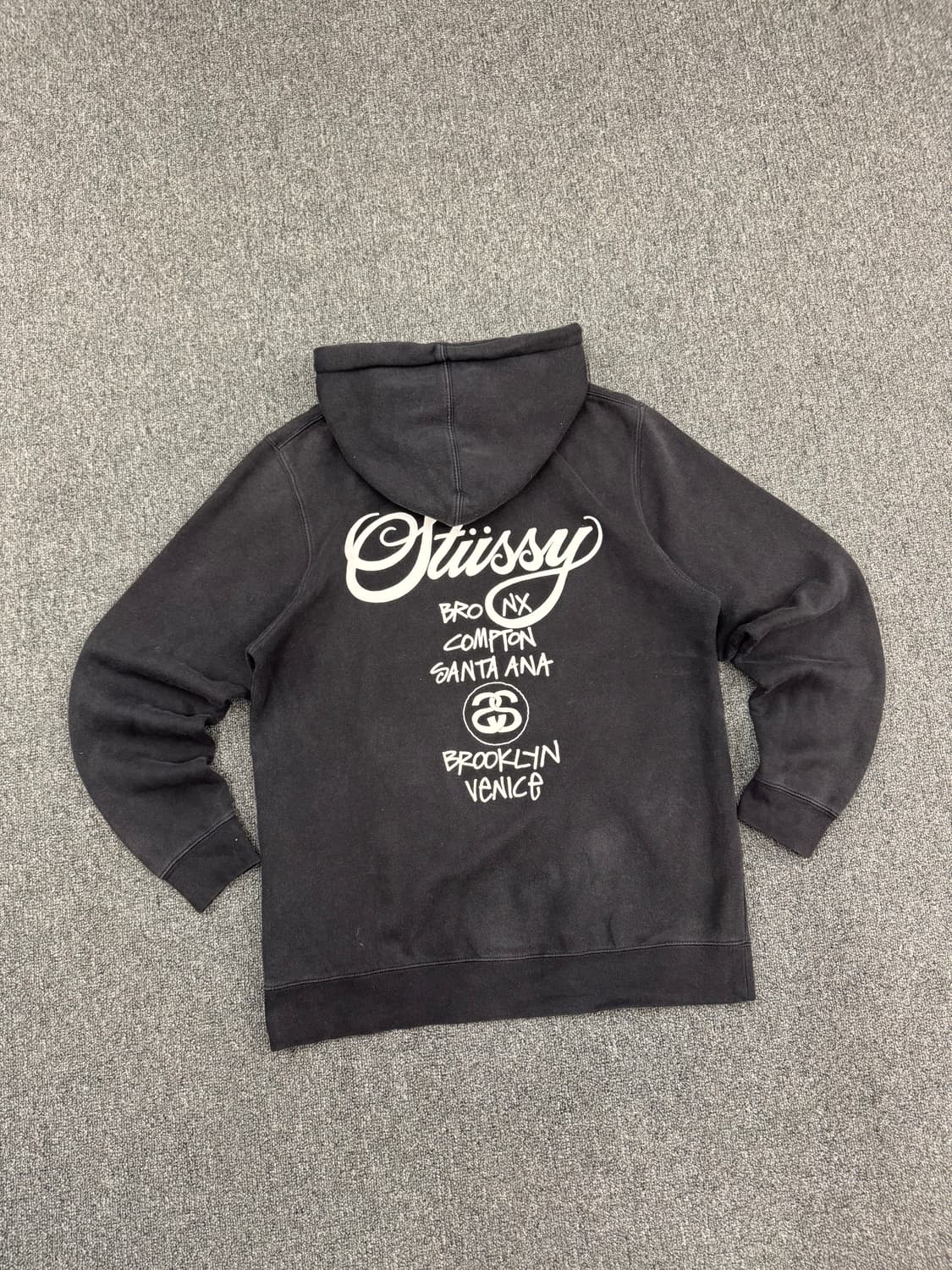 M)USA 스투시 빈티지 월드투어 프린팅 블랙 후디 상품이미지4