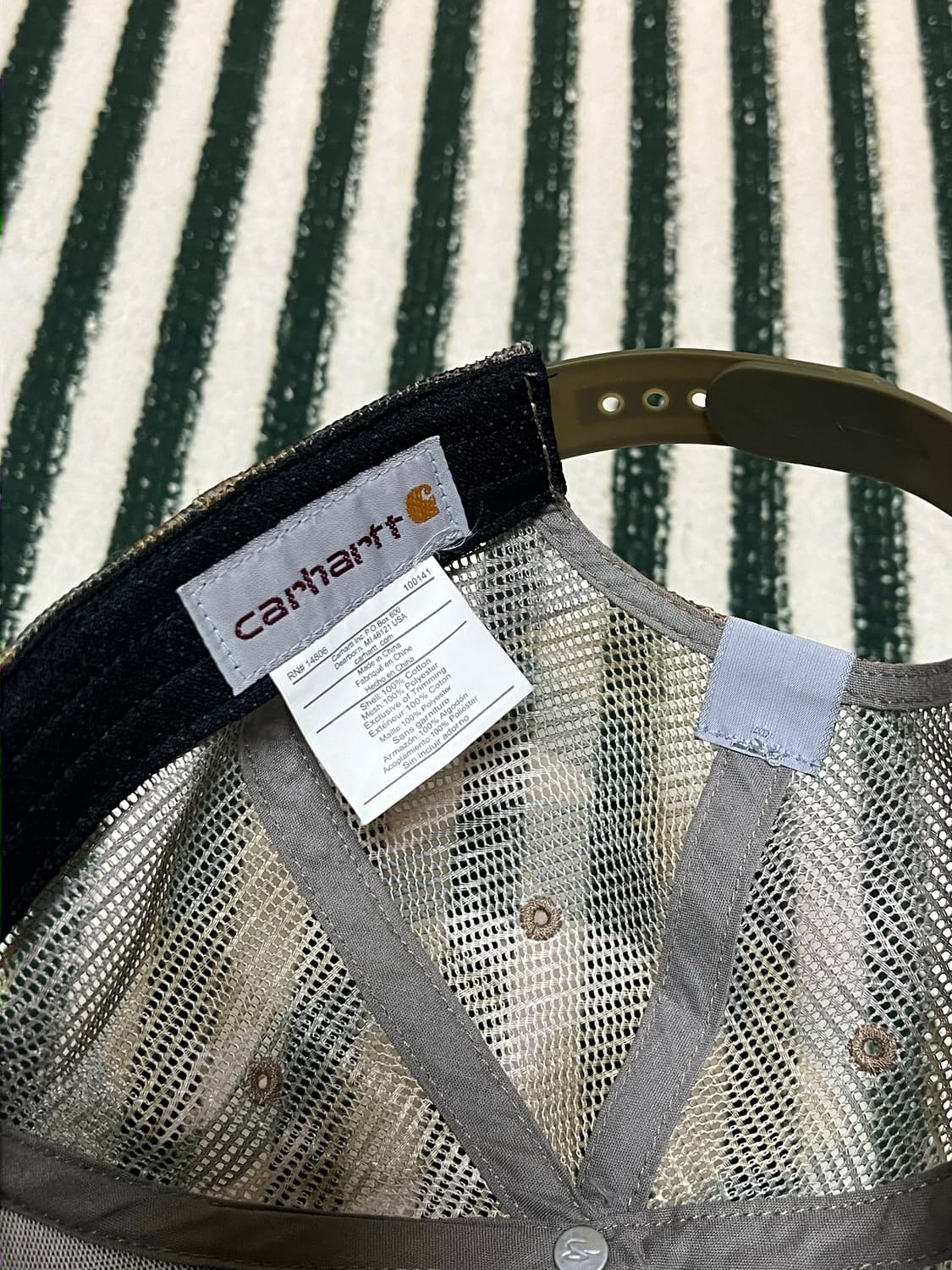 Carhartt Camo pattern olive camp cap 상품이미지3