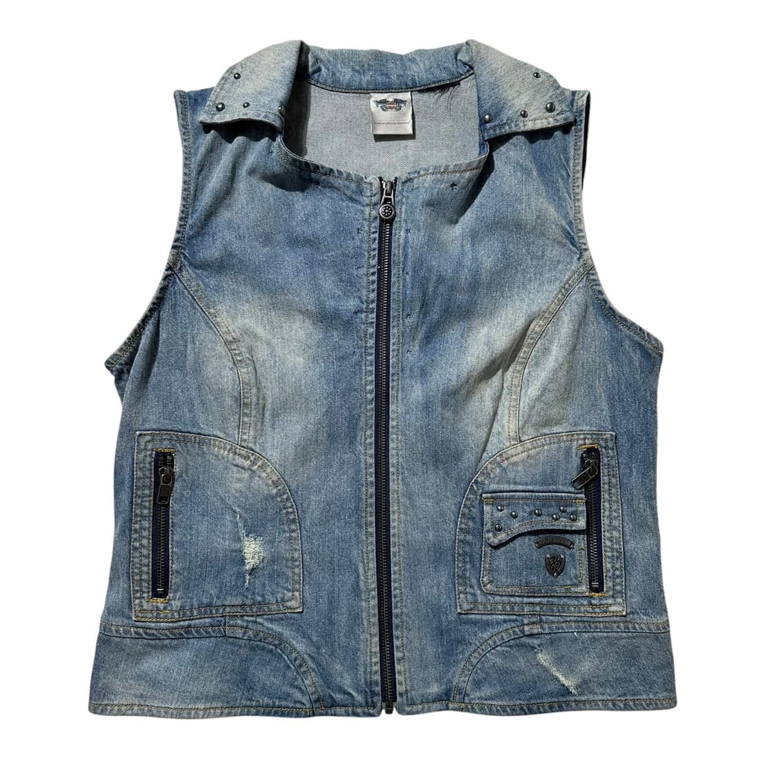 (매장판) 할리데이비슨 데님 패치워크 베스트 상품이미지2