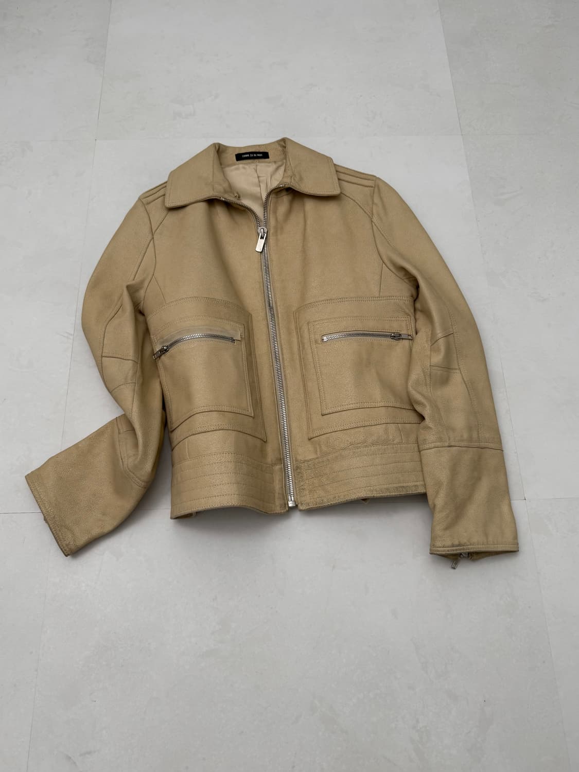 Comme Ca Du Mode 베이지 바이크 가죽 자켓 상품이미지4