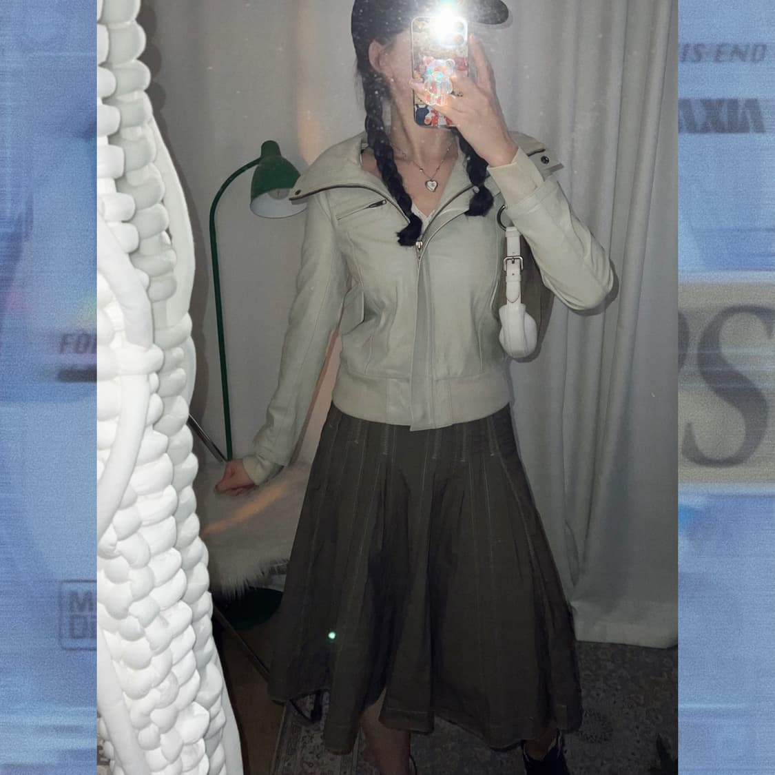 아이보리 빅카라 슬림핏 가죽 자켓 상품이미지4