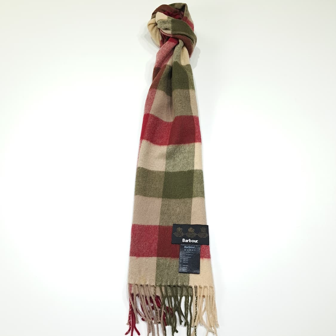 MX541 바버 램스울 블록체크 레드올리브 머플러 목도리 상품이미지5