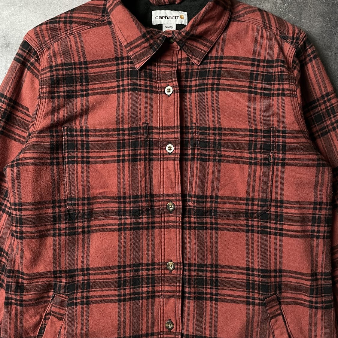 CARHARTT 칼하트 빈티지 레드 플란넬 체크 셔츠 A00860 상품이미지3