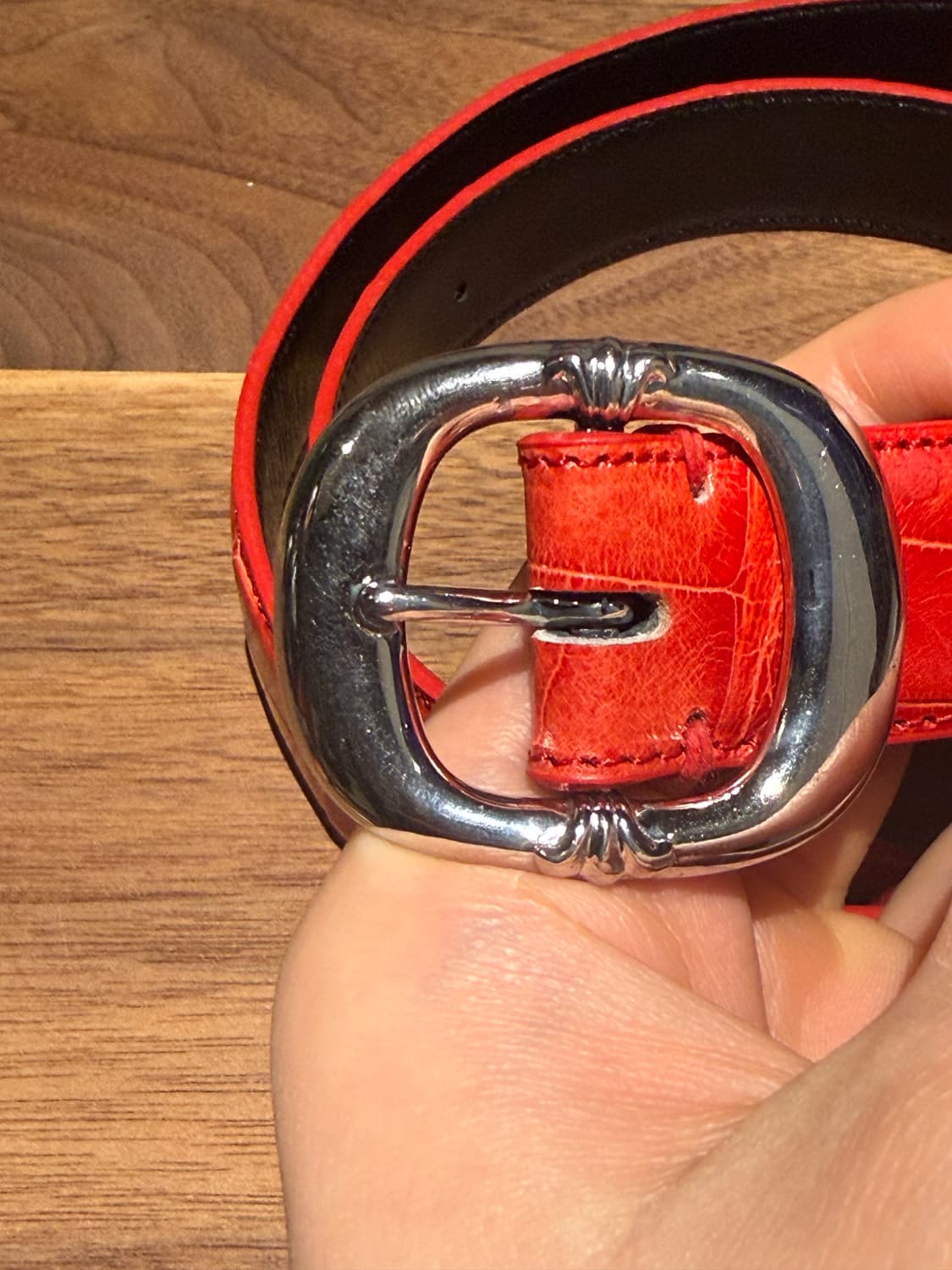 크롬하츠 1인치 레드 악어가죽 건슬링어 벨트 버클 상품이미지2