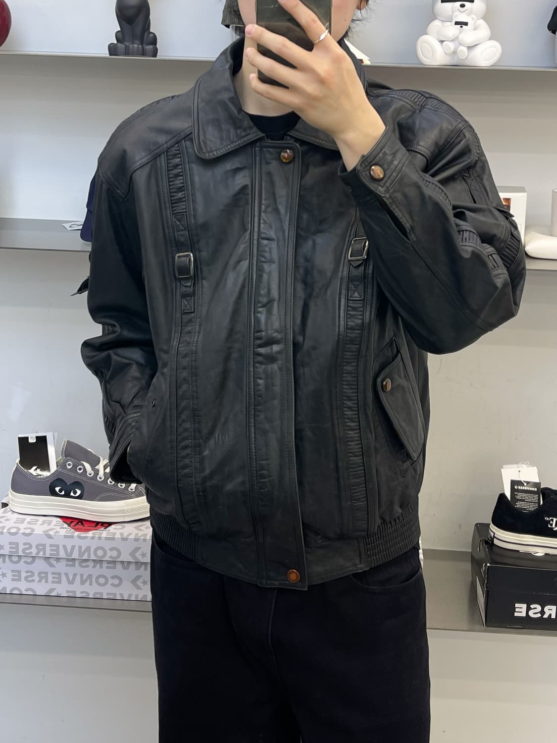 Envy Monarch 90's 벨트 디테일 레더 자켓 상품이미지2