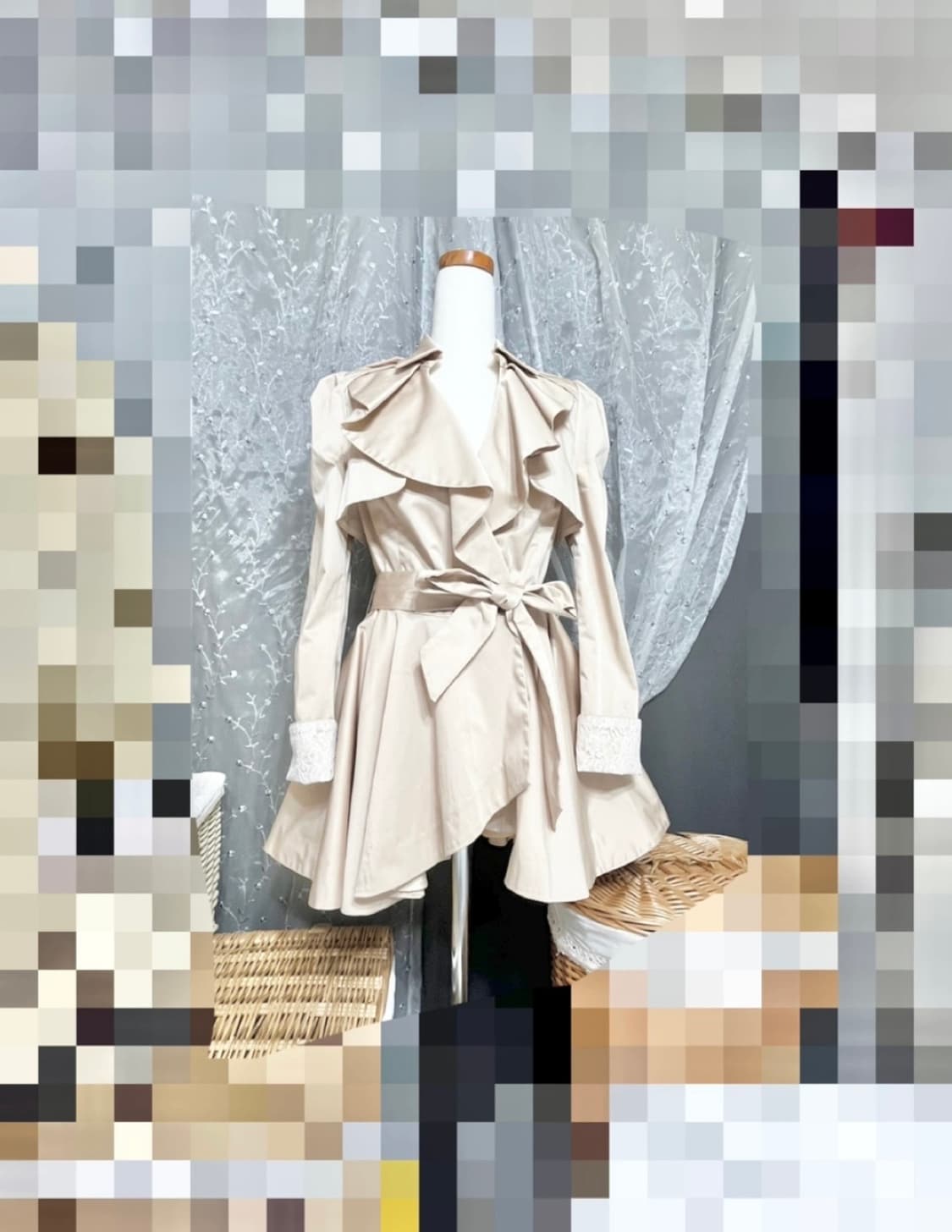 에고이스트ㅡ 러플카라 트렌치 하프코트 66/새거수준/셔링장식 상품이미지2