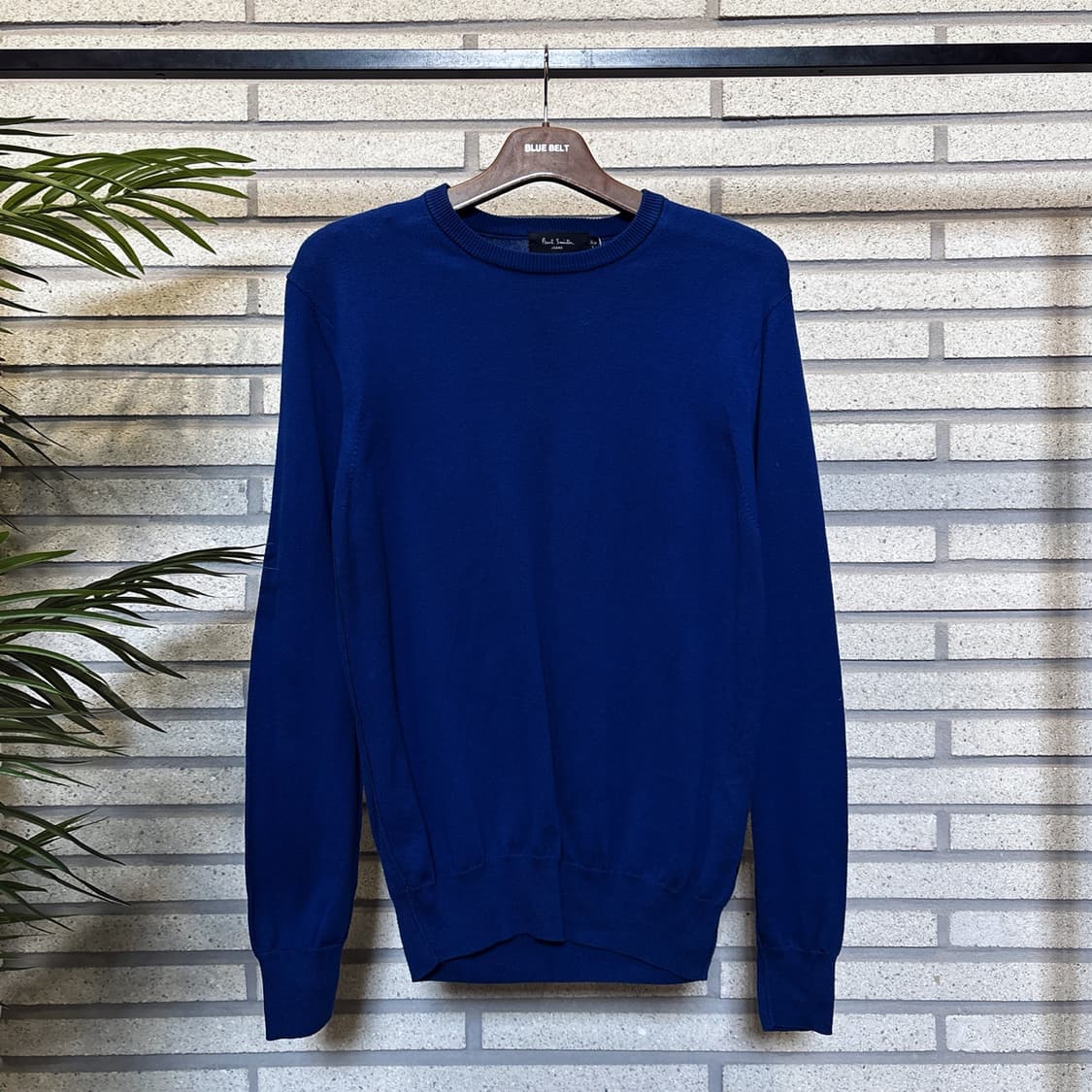 폴스미스 미니멀 크루넥 코튼 니트 스웨터 리버스 스티치 디테일 블루 상품이미지2