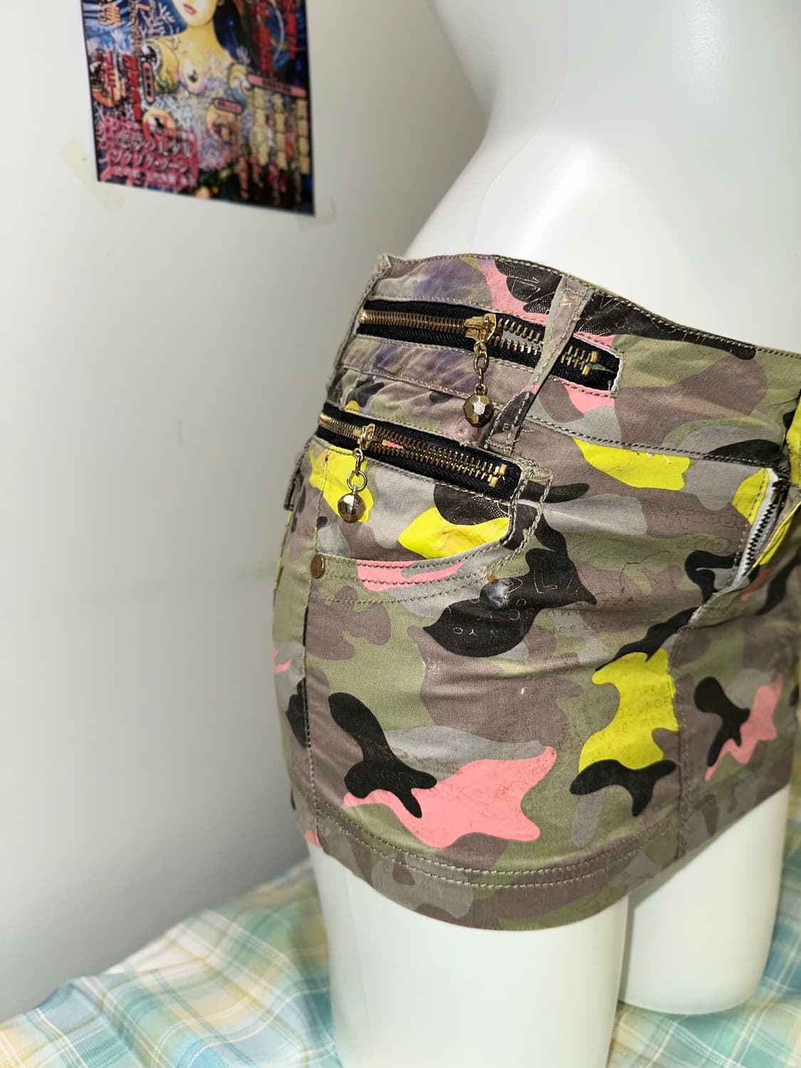 pink camouflage zipper detail skirt 상품이미지5