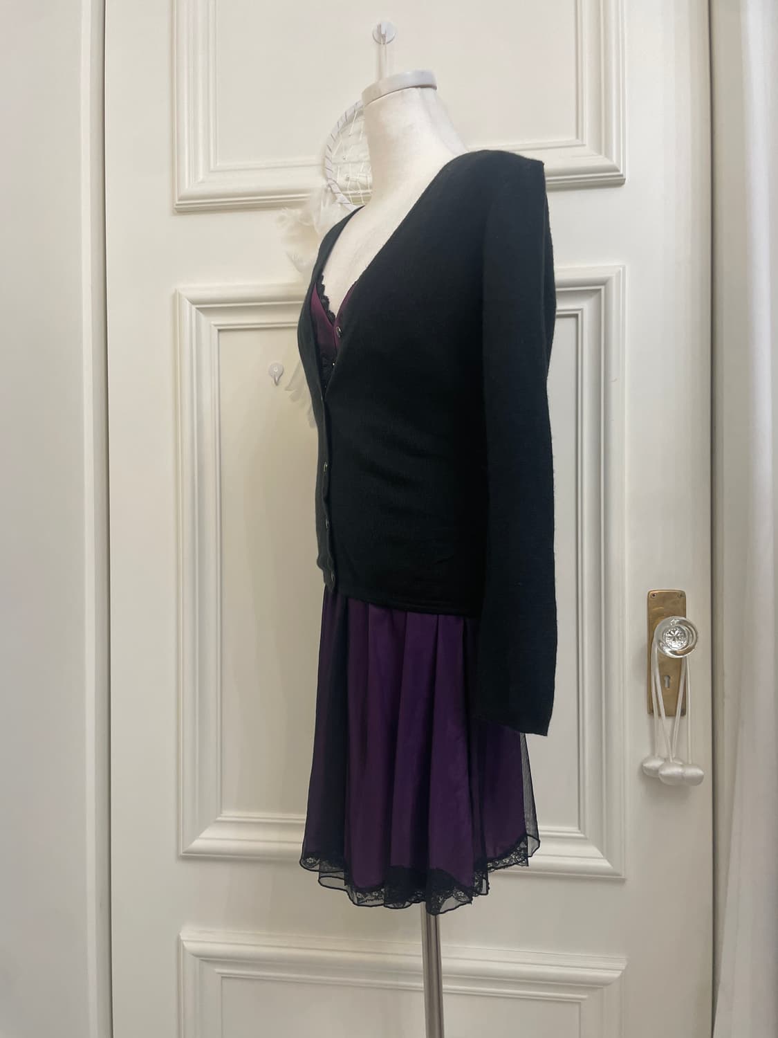 black basic gold point button cardigan&p 상품이미지2
