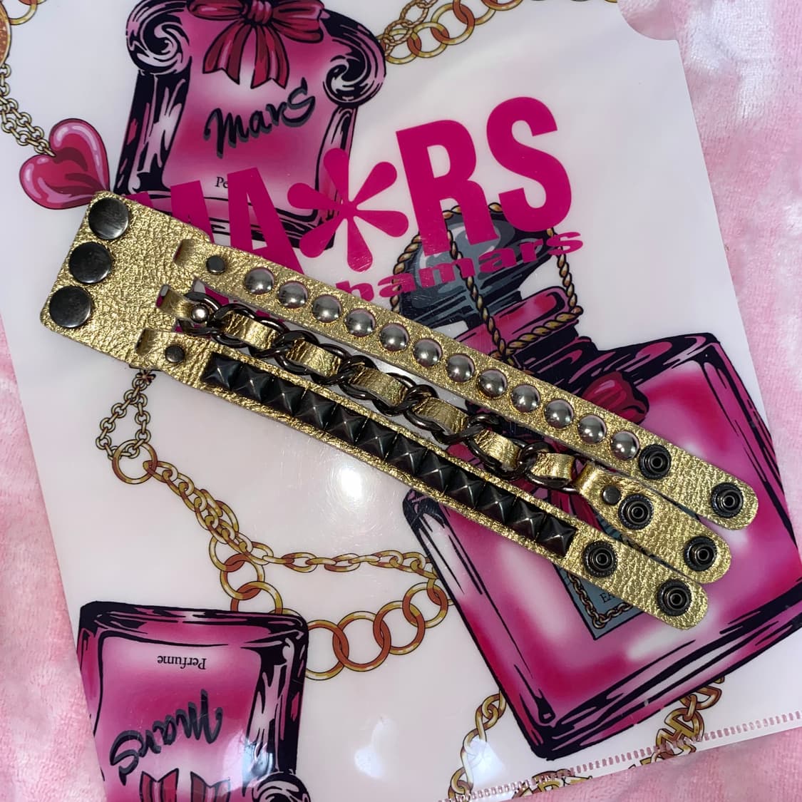 빈티지 골드 스터드 체인 팔찌 오네 갸루 펑크 락시크 y2k 그런지 상품이미지3