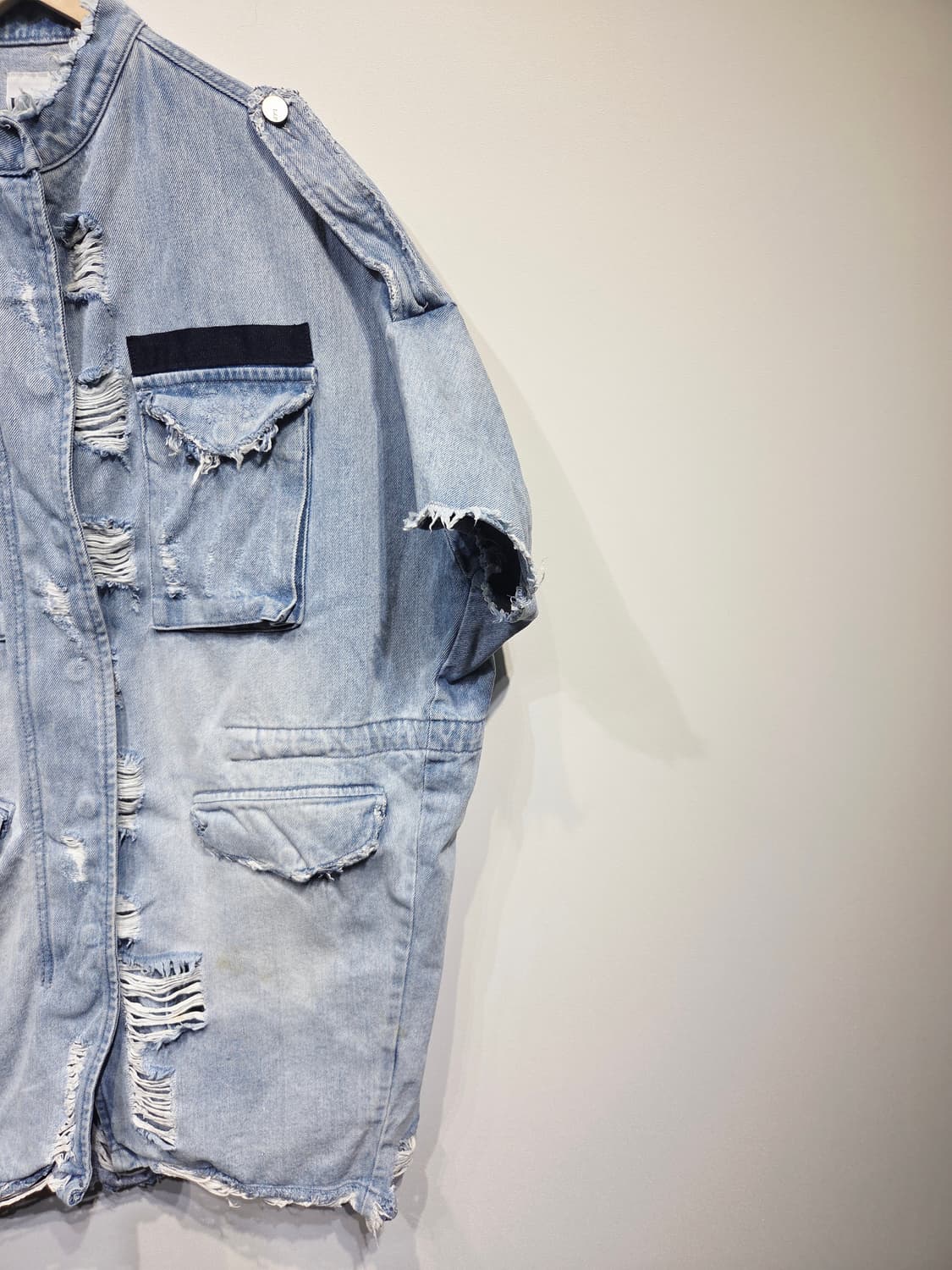 LAP 데님 반팔 야상 자켓 데미지 스타일_FREE 상품이미지4