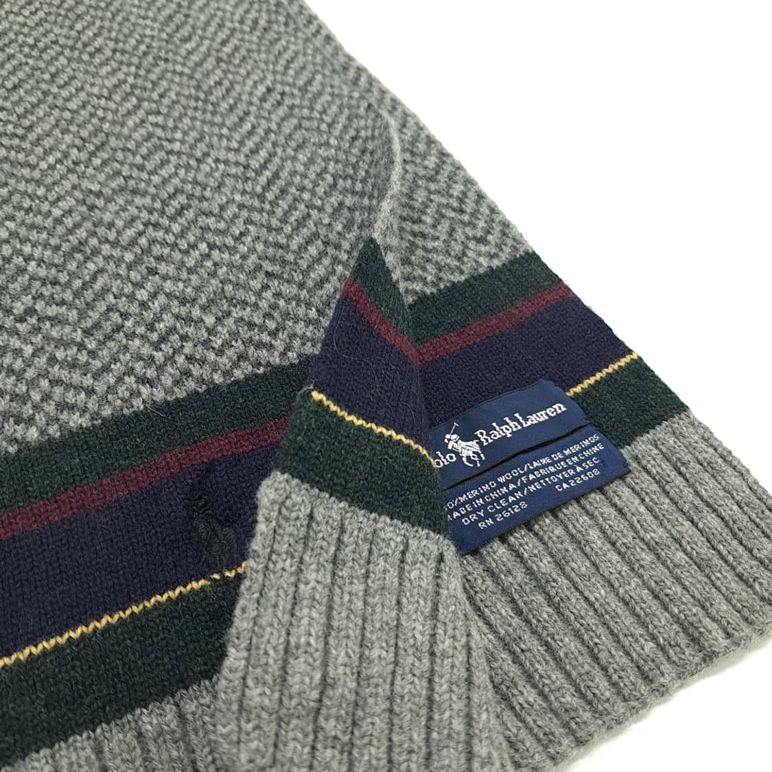 MX151 폴로 랄프로렌 그레이 헤링본 메리노울 니트 목도리 머플러 상품이미지5