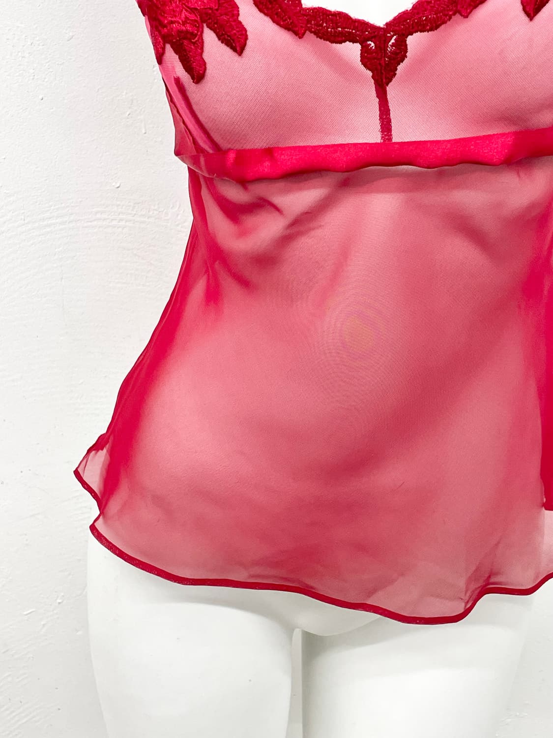 레드 시어 레이스 슬립 상품이미지3