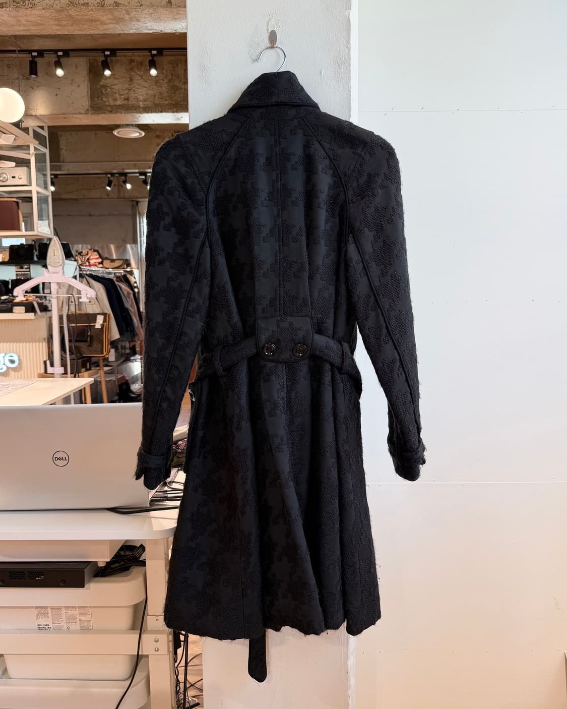 아르마니 익스체인지 블랙 자카드 벨티드 코트 상품이미지7