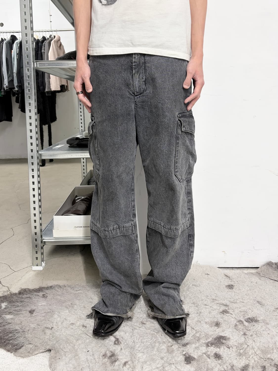커미션 와이드 카고 데님 팬츠 상품이미지1