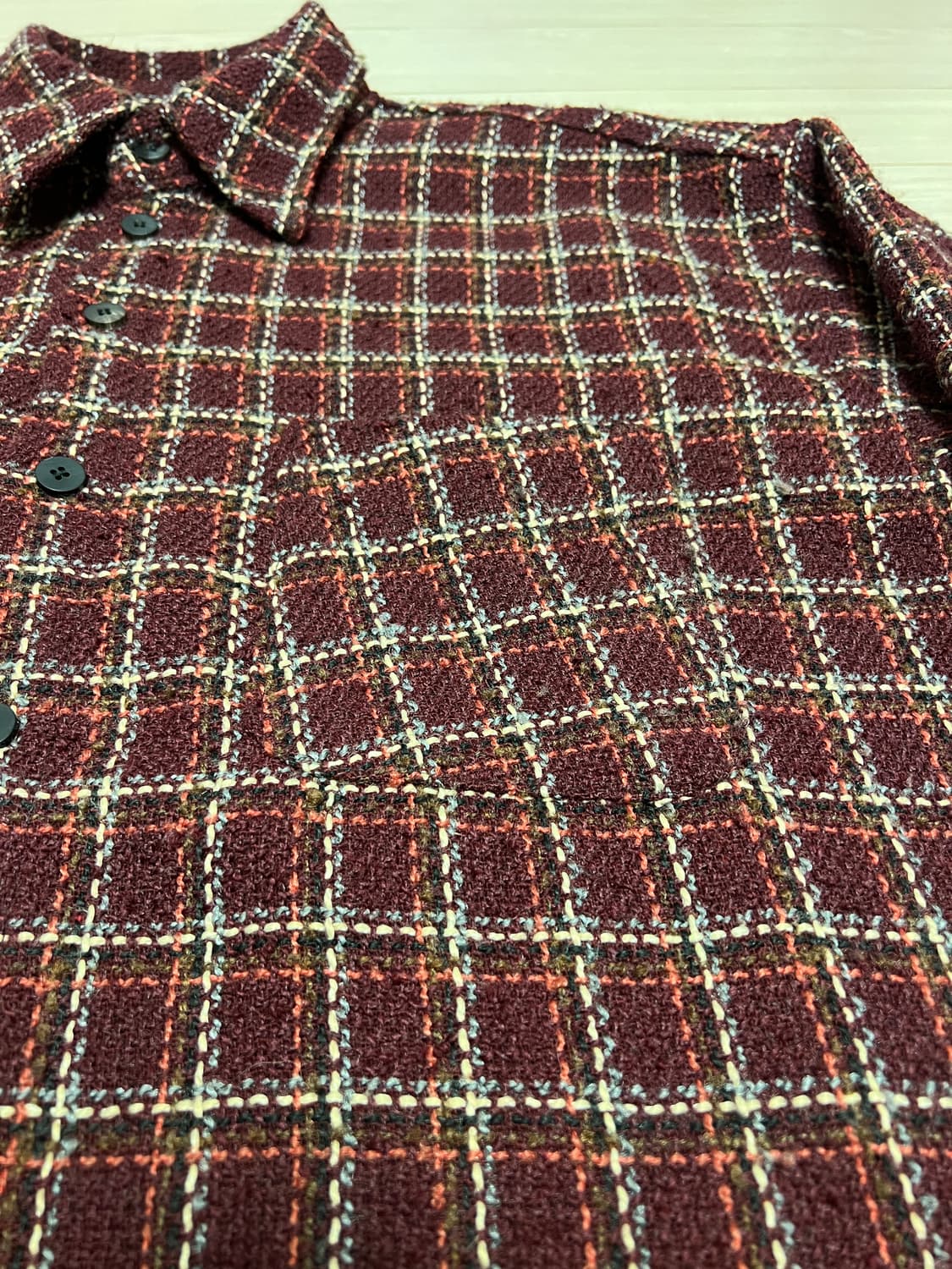 hoodie 버건디 체크 트위드 오버핏 셔츠 / 겨울 셔츠 아우터  상품이미지5