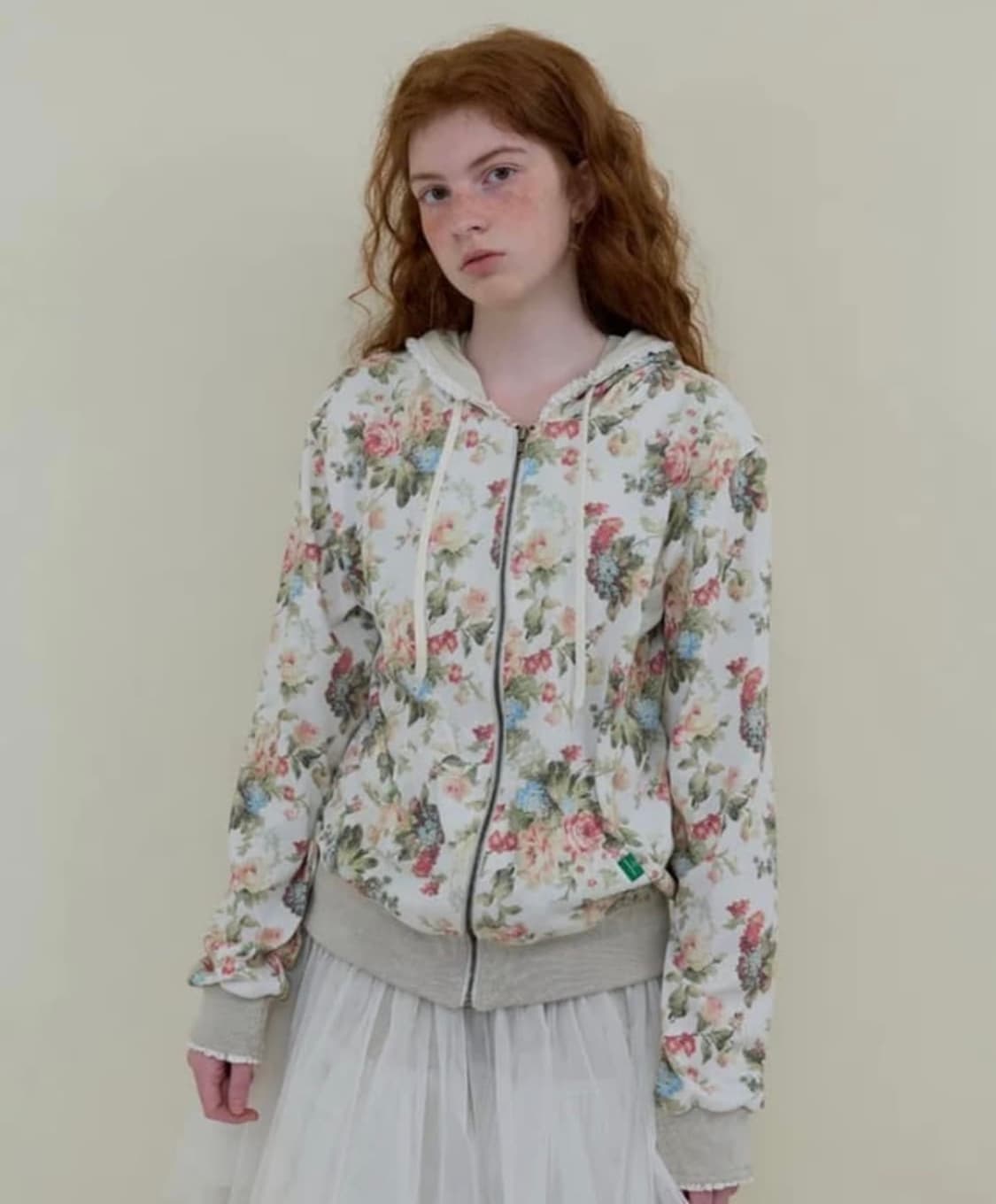 노컨텐츠 플라워 레이스 집업_ 아이보리 상품이미지1