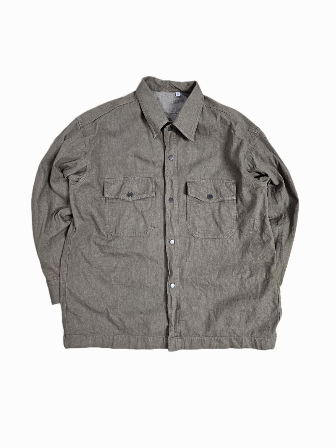 [XL] 유니클로 빈티지 올리브 브라운 코튼 워크 셔츠 자켓 (셔켓) 상품이미지1