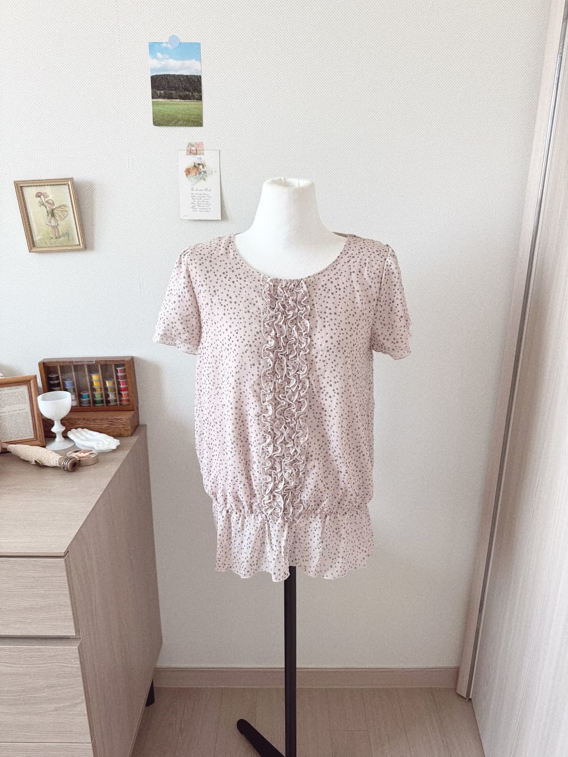 모리걸 도트 반팔블라우스 상품이미지1