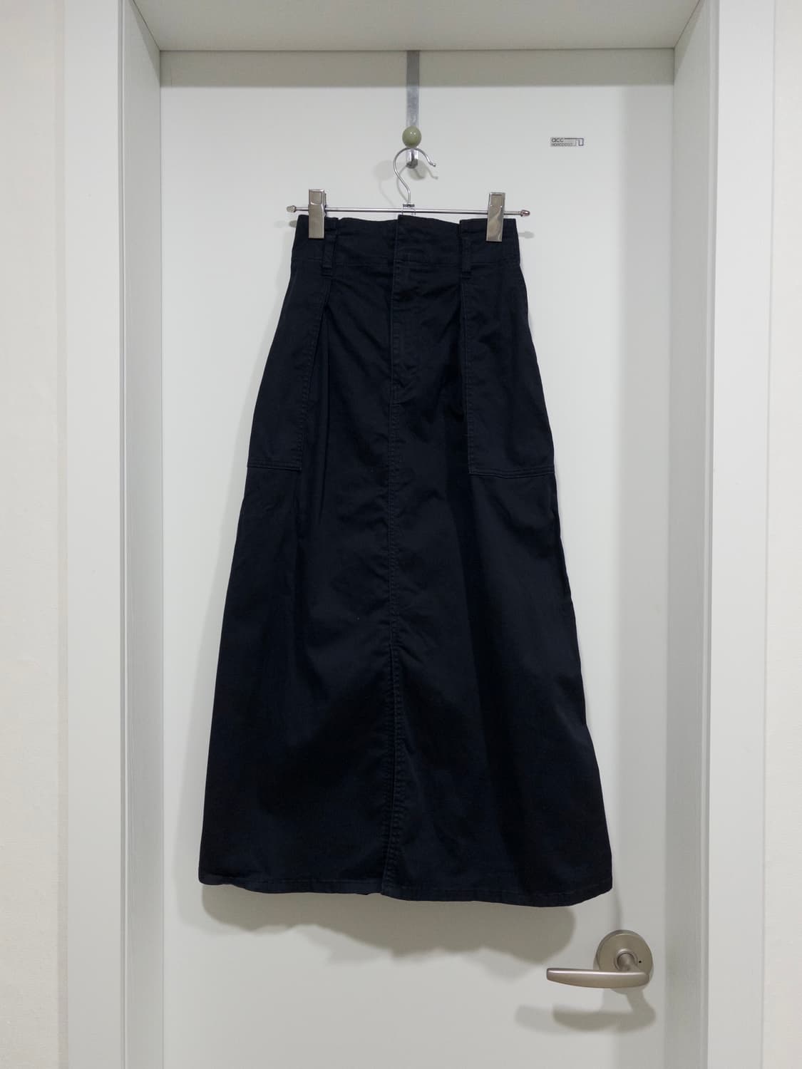 빈티지 앞트임 퍼티그 코튼 롱 스커트 / 네이비 상품이미지2