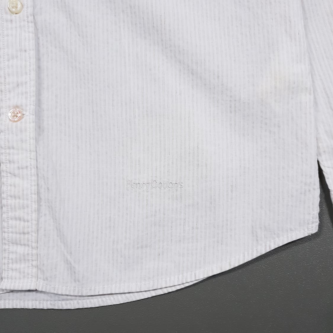 95 (M) 헨리코튼 신형 린넨 믹스 버튼다운 스트라이프 셔츠 컴포트핏 상품이미지3