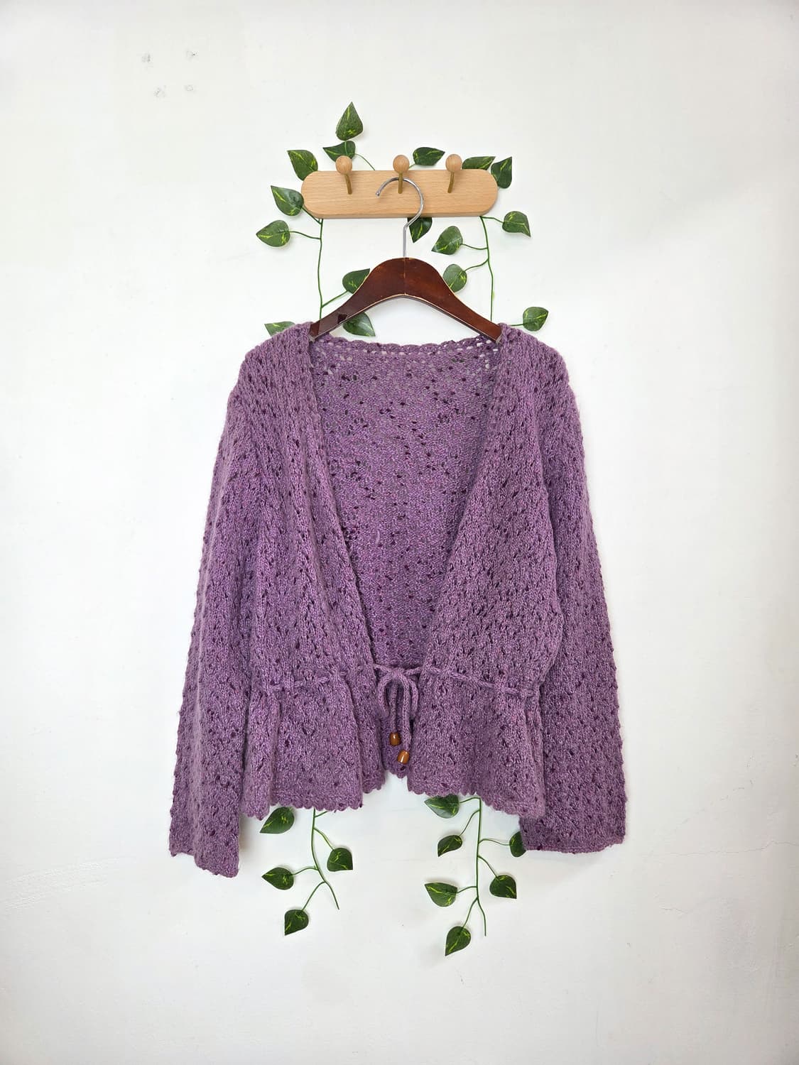 색실 콕콕 보라 가디건 상품이미지1