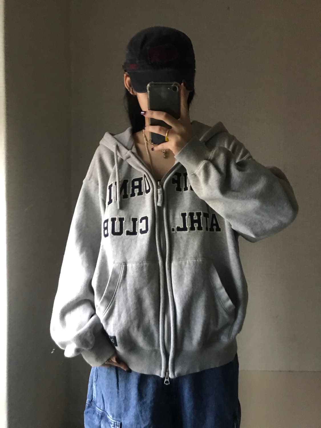 후아유 그레이 오버핏 후드집업 상품이미지1