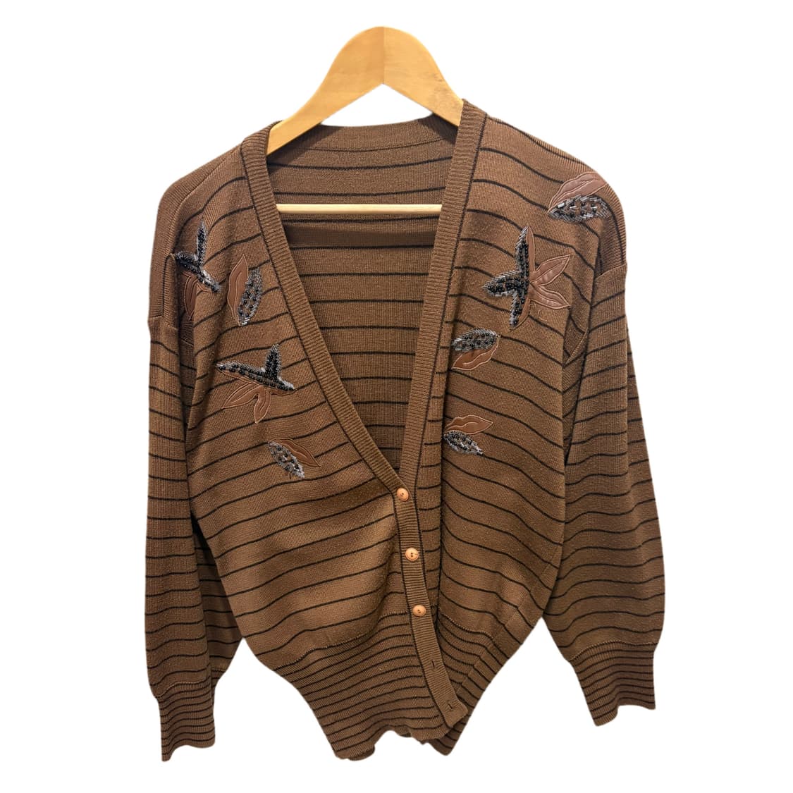 빈티지 브라운 스트라이프 자수 가디건 상품이미지8