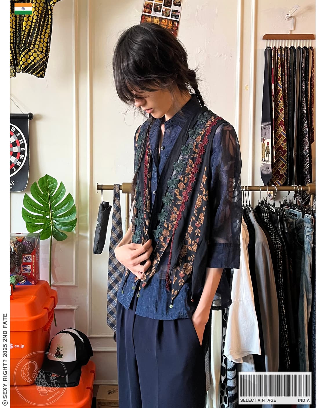 Indian Vintage Jewel Trim Floral Vest 상품이미지1