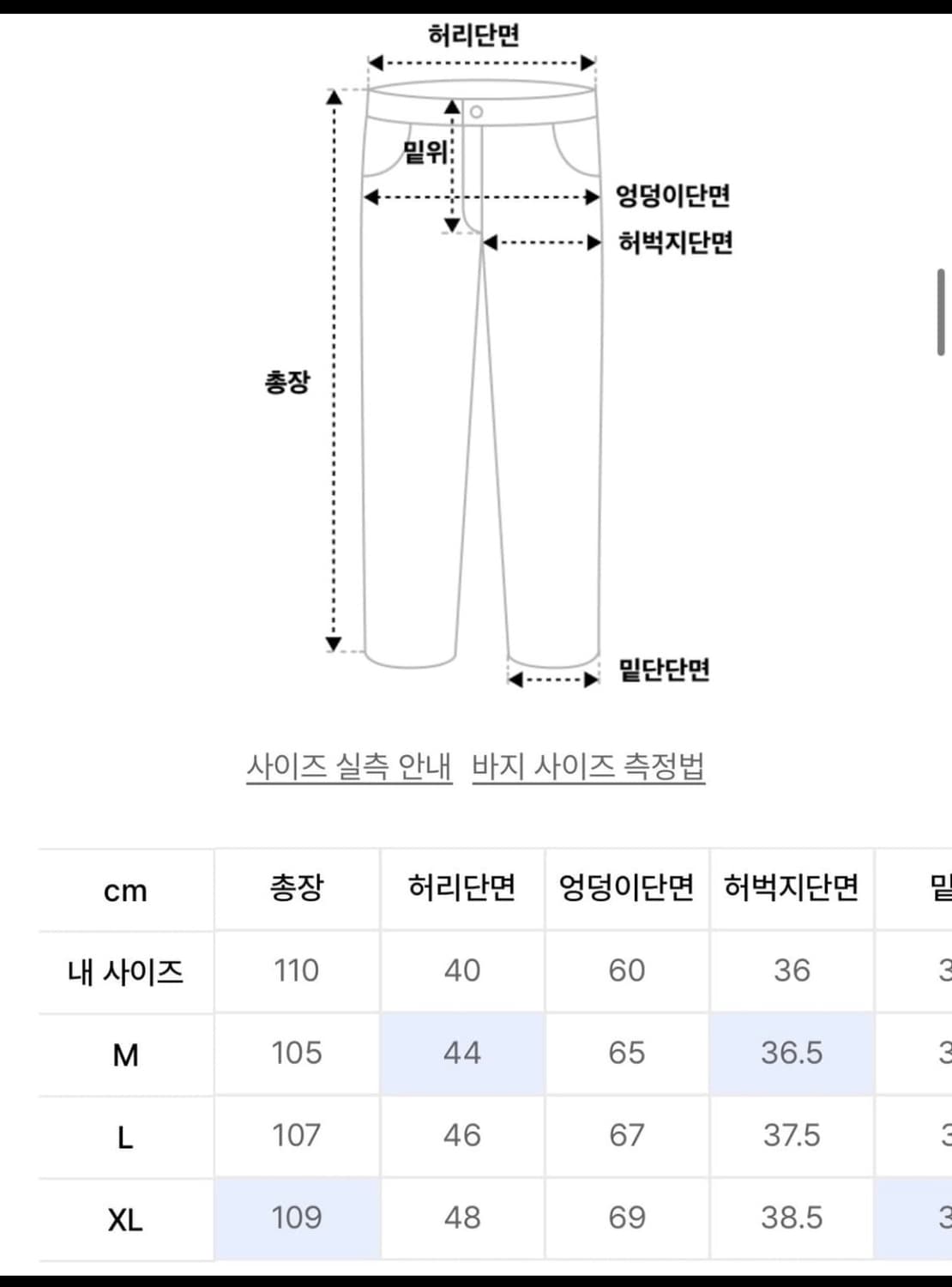 르아르 사이드 지퍼 가먼트 다잉 네이비 팬츠 L 상품이미지2