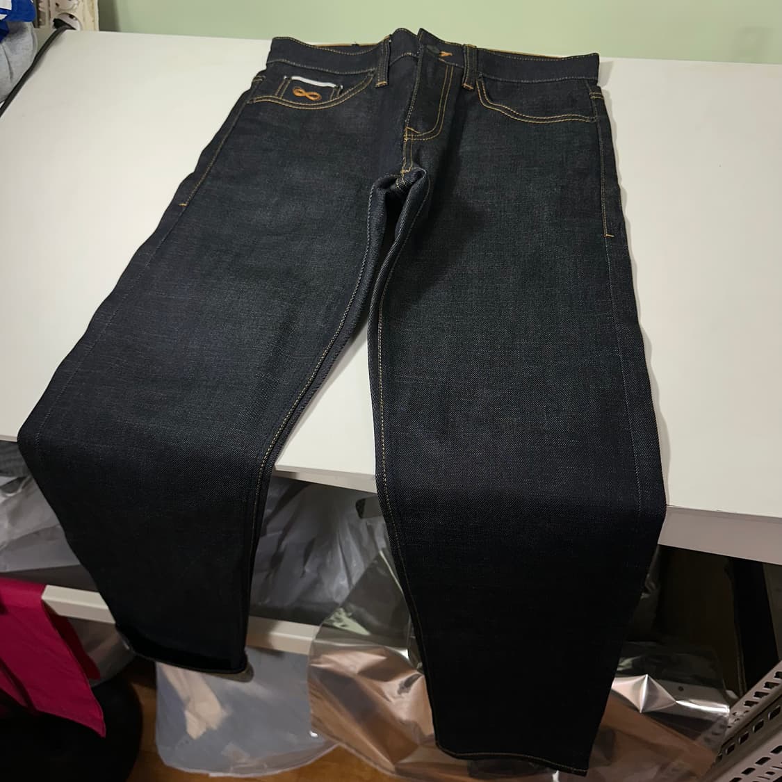 M 플랙진 슬림레귤러핏 블루스티치 셀비지 베를린 데님팬츠 상품이미지5