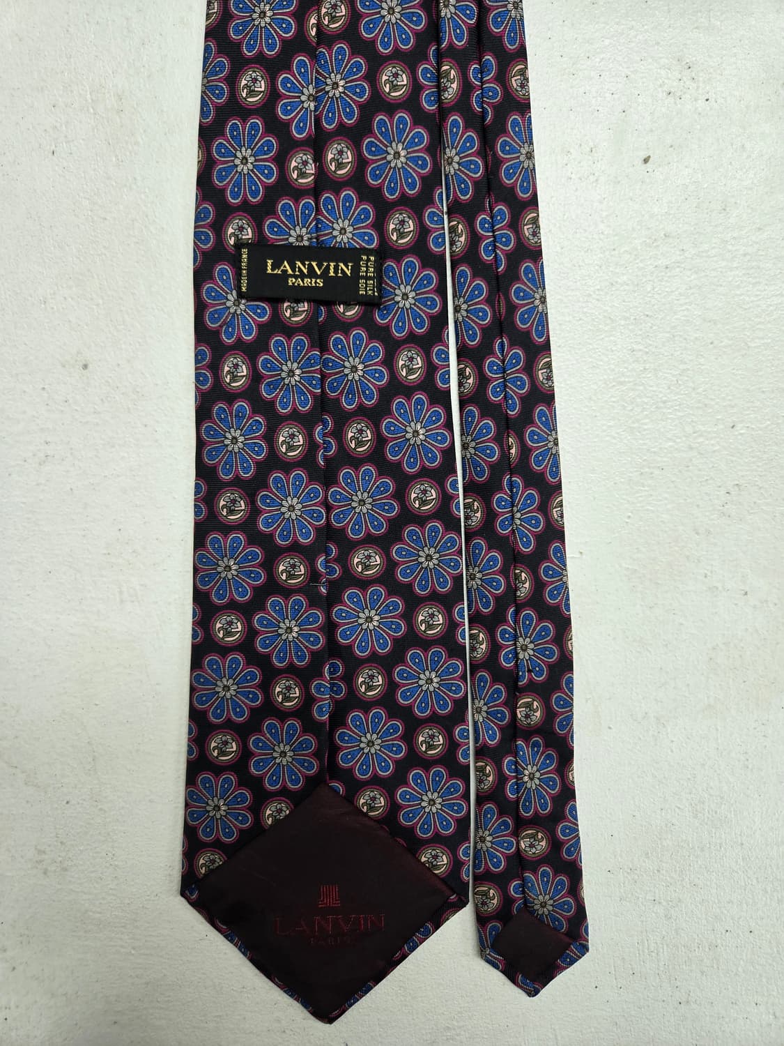 랑방 꽃무늬 패턴 넥타이 블랙 상품이미지2