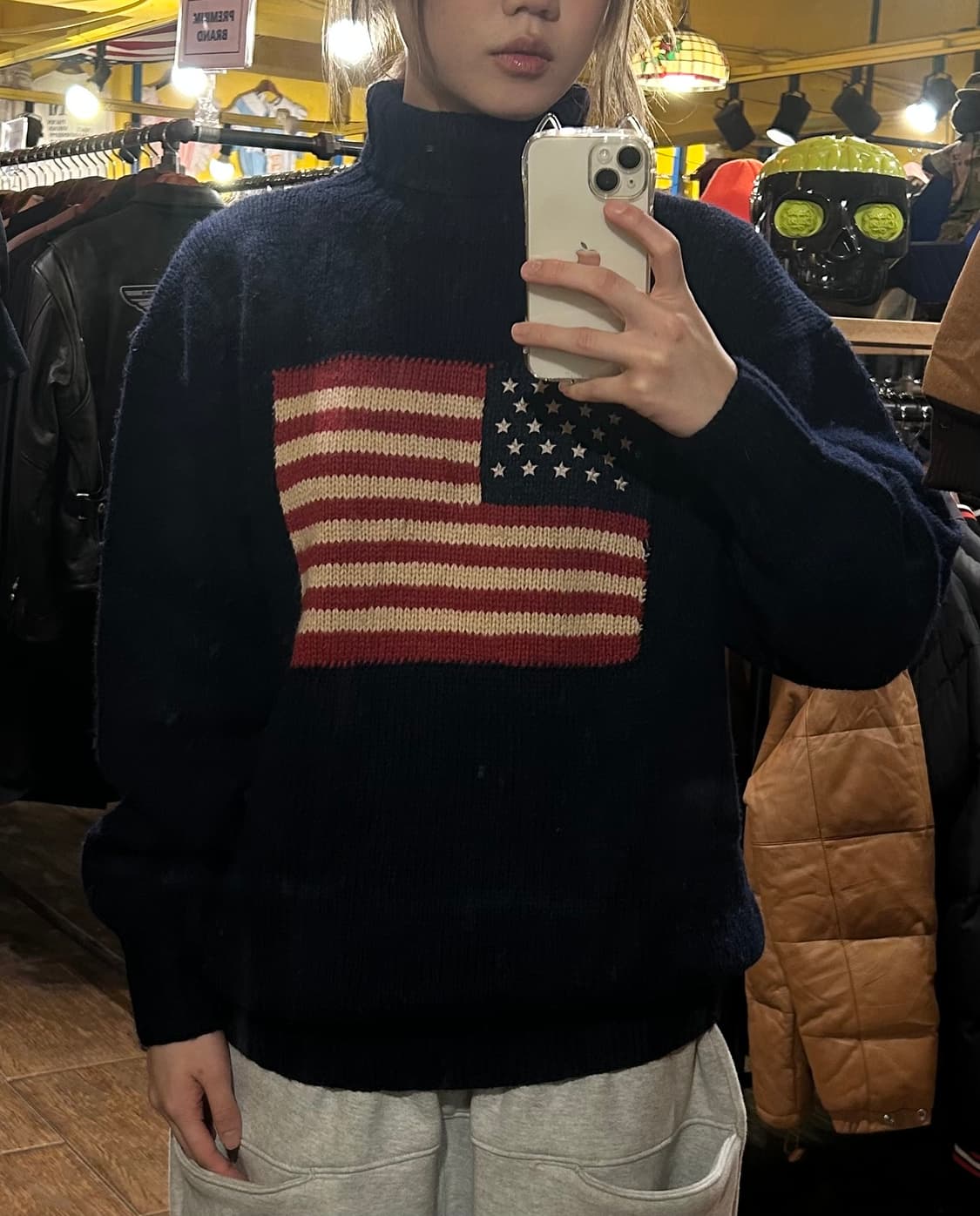 [HI] 폴로 성조기 니트 네이비 상품이미지1