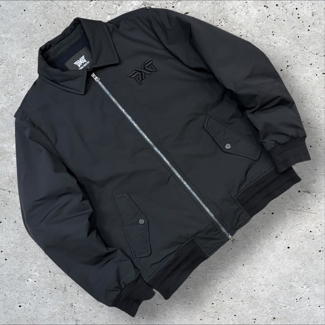 [XL] PXG 골프 레더 패치 블랙 봄버 자켓 B873 상품이미지2