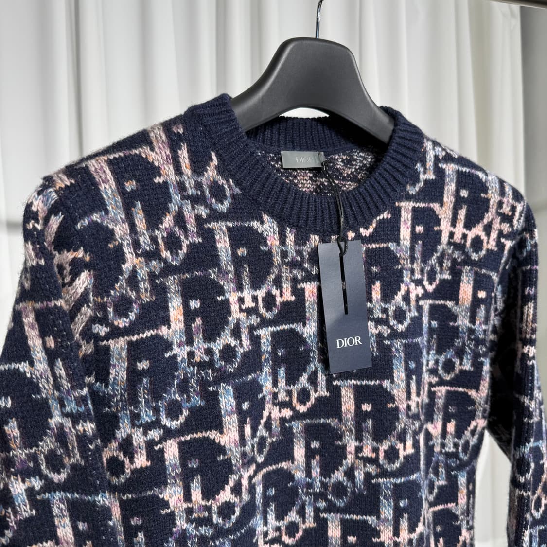 [신품급/M] 디올 오블리크 울 자카드 니트 네이비 상품이미지3