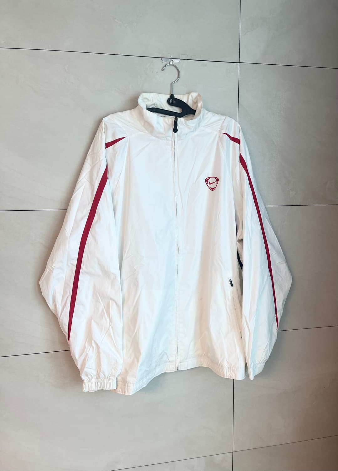 [2XL] 00s 나이키 올드스쿨 팀포 바람막이 화이트/레드 상품이미지3