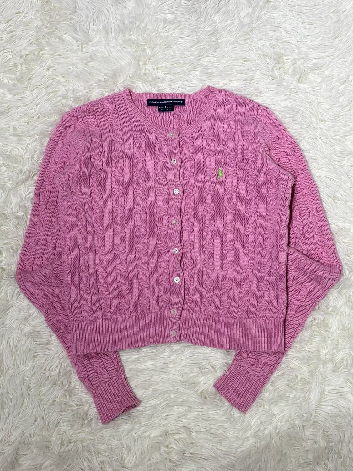 폴로랄프로렌 라임포니 핑크 케이블 가디건 상품이미지3