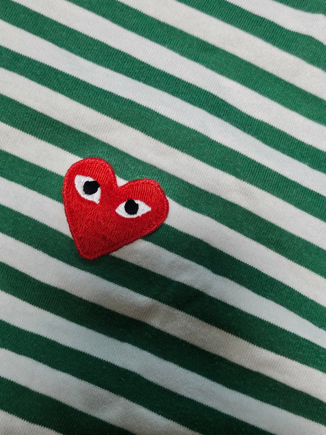 꼼데가르송 레드 와펜 그린스트라이프 롱슬리브 긴팔티셔츠 XL 상품이미지2