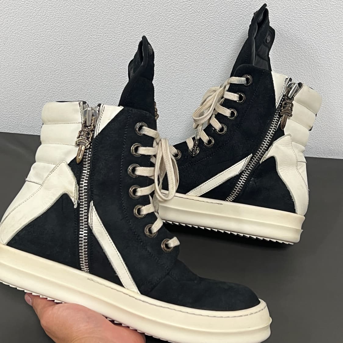 릭오웬스 x 크롬하츠 14FW 지오바스켓 모노크롬 스웨이드 상품이미지5
