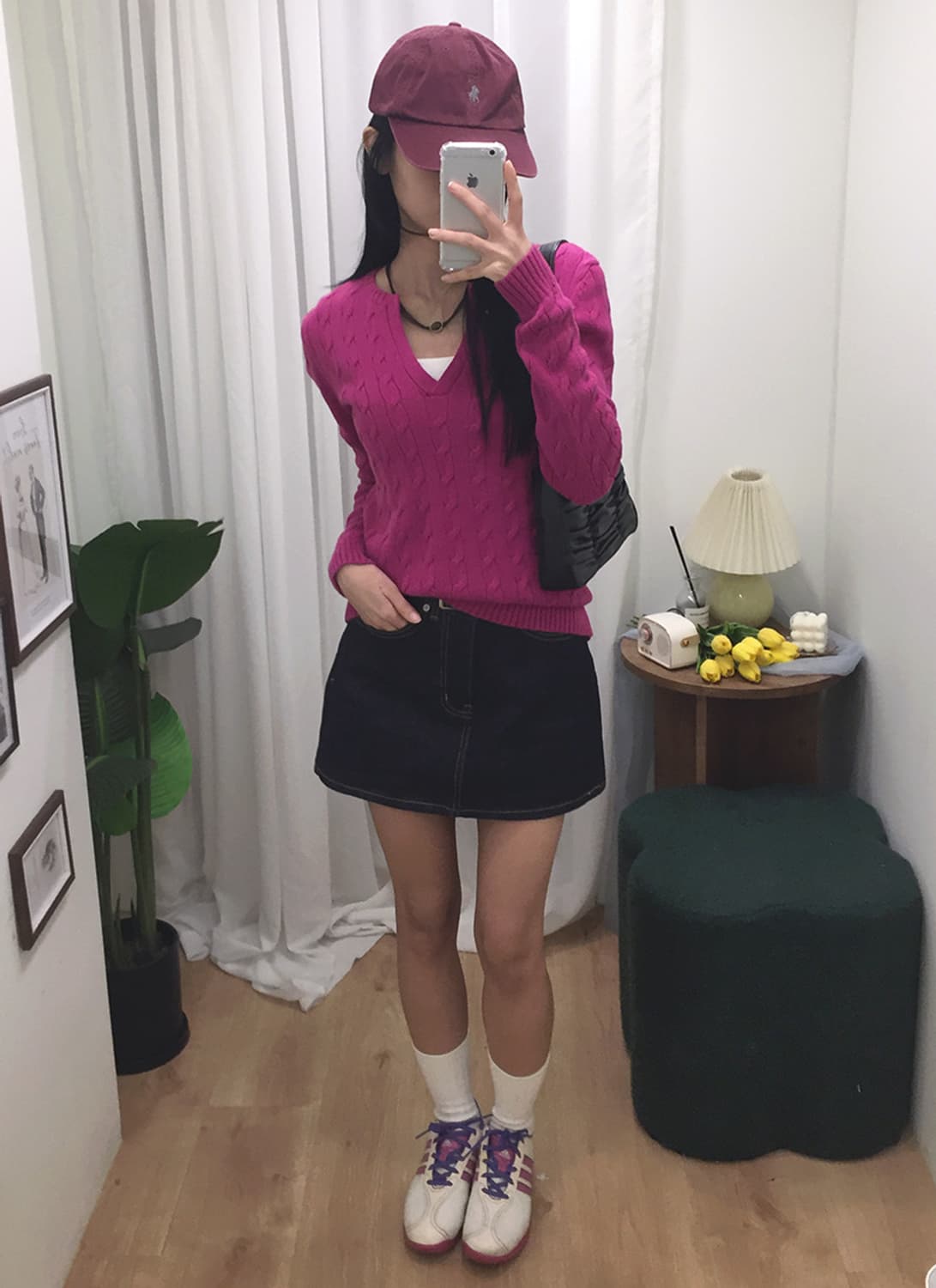 여성 폴로 꽈배기 브이넥 니트 95 상품이미지1