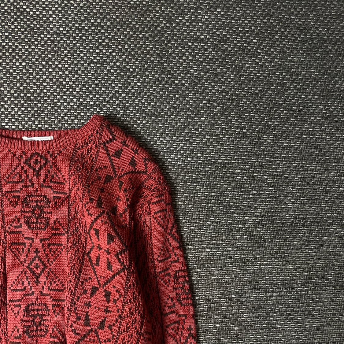 나이가이 레드 노르딕 패턴 긴팔 니트 L 상품이미지3